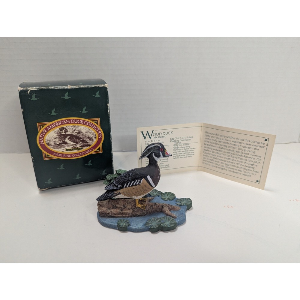 Avon 1989 Native American Duck Collection Wood Duck Figurine with Box & Pamphlet